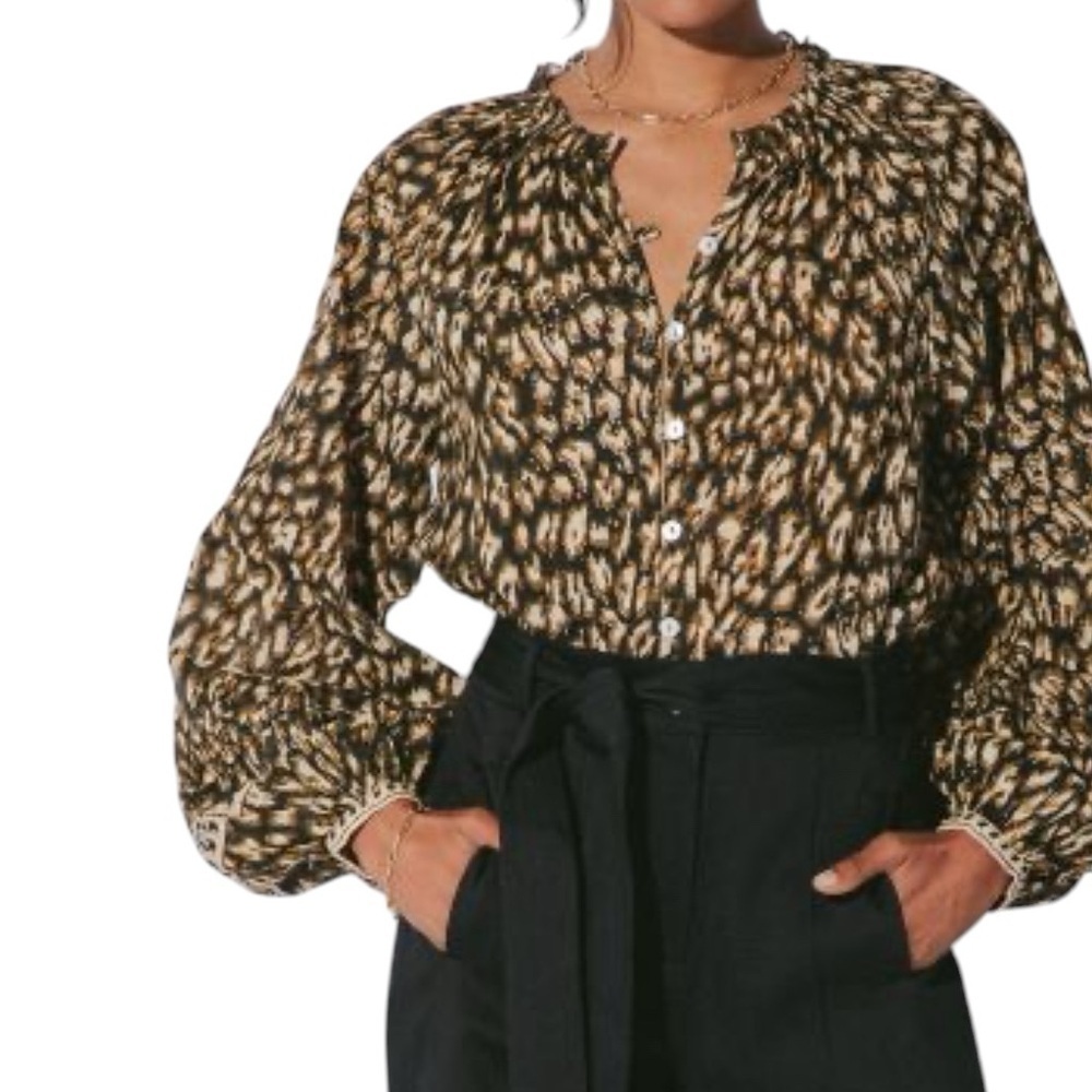 Cleobella New NWT Brown Organic Cotton Alicia Blouse Size Small
